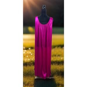 Vintage Vanity Fair Long Nightgown Bold Pink Purple And Green Grannycore Cottage